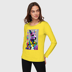 Лонгслив хлопковый женский Kangaroo - Australia - pop art, цвет: желтый — фото 2