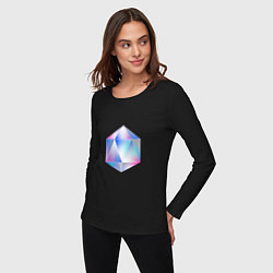 Лонгслив хлопковый женский Glass hexagon, цвет: черный — фото 2