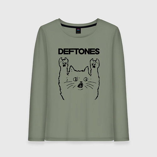 Женский лонгслив Deftones - rock cat / Авокадо – фото 1
