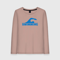 Лонгслив хлопковый женский Swimming sport, цвет: пыльно-розовый
