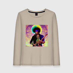 Лонгслив хлопковый женский Jimi Hendrix Rock Idol Art, цвет: миндальный