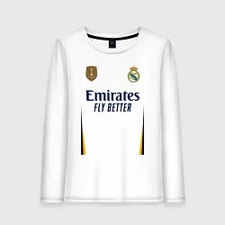Лонгслив хлопковый женский Винисиус Жуниор ФК Реал Мадрид форма 2324 домашняя, цвет: белый