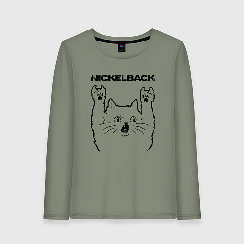 Женский лонгслив Nickelback - rock cat / Авокадо – фото 1