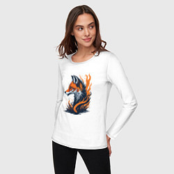 Лонгслив хлопковый женский Burning fox, цвет: белый — фото 2