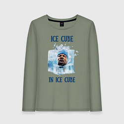 Лонгслив хлопковый женский Ice Cube in ice cube, цвет: авокадо