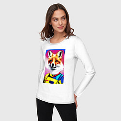 Лонгслив хлопковый женский Fox - pop art - fashionista, цвет: белый — фото 2