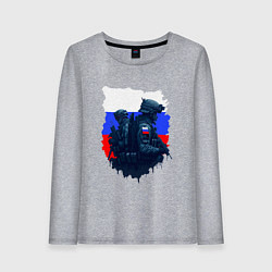 Лонгслив хлопковый женский Военные РФ и флаг - neuro art, цвет: меланж