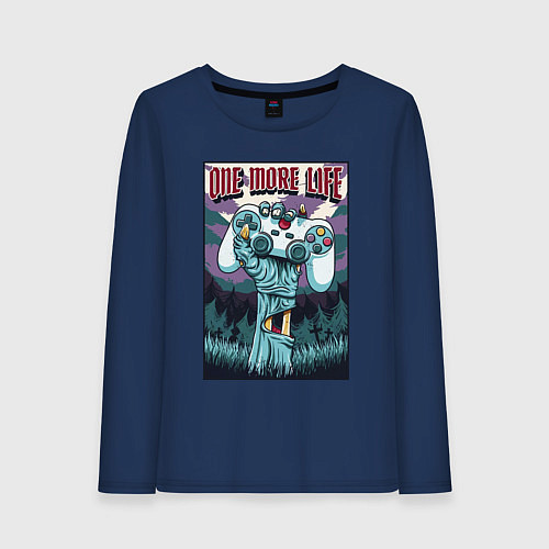 Женский лонгслив One more life / Тёмно-синий – фото 1