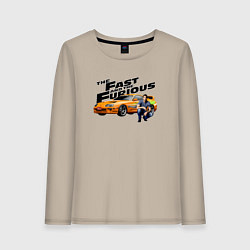 Лонгслив хлопковый женский Пол Уокер Toyota supra MK4, цвет: миндальный