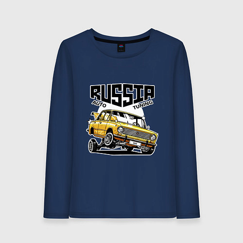 Женский лонгслив Russia tuning car / Тёмно-синий – фото 1