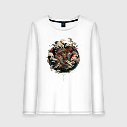 Лонгслив хлопковый женский Power of the Dragon god, цвет: белый