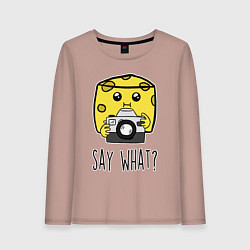 Лонгслив хлопковый женский Cheese photographer, цвет: пыльно-розовый
