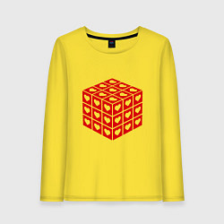 Лонгслив хлопковый женский Куб с сердечками, цвет: желтый