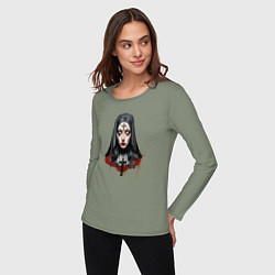 Лонгслив хлопковый женский Evil Nun, цвет: авокадо — фото 2