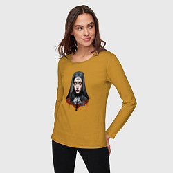 Лонгслив хлопковый женский Evil Nun, цвет: горчичный — фото 2