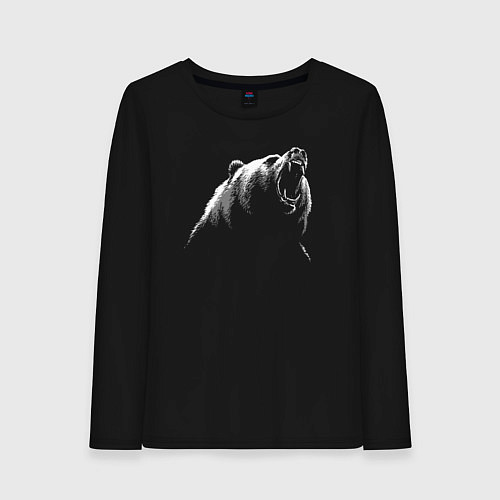 Женский лонгслив Торс рычащего медведя / Черный – фото 1