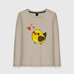 Женский лонгслив Птичка иволга с сердечками