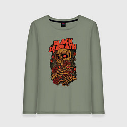 Лонгслив хлопковый женский Черный саббат, цвет: авокадо