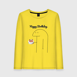Лонгслив хлопковый женский Happy Birthday Party, цвет: желтый