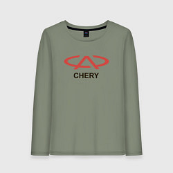 Лонгслив хлопковый женский Chery Logo, цвет: авокадо