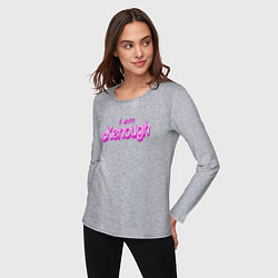 Лонгслив хлопковый женский I am kenough barbie, цвет: меланж — фото 2