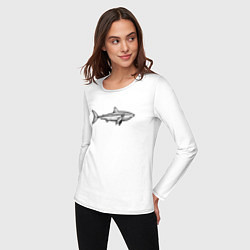 Лонгслив хлопковый женский Акула профиль, цвет: белый — фото 2