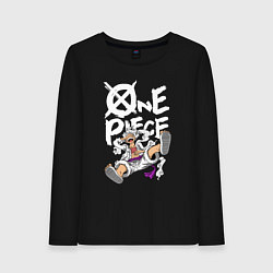 Лонгслив хлопковый женский One piece - Луффи гир 5, цвет: черный