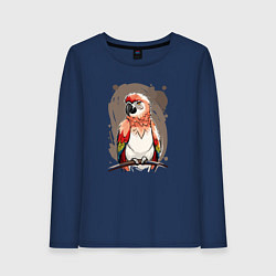 Лонгслив хлопковый женский Попугай какаду, цвет: тёмно-синий