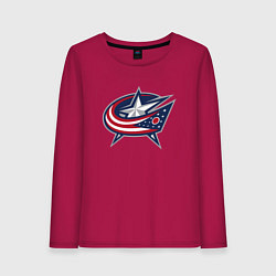 Лонгслив хлопковый женский Columbus blue jackets - hockey team - emblem, цвет: маджента