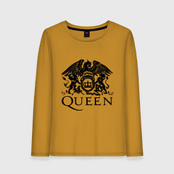 Лонгслив хлопковый женский Queen - logo, цвет: горчичный