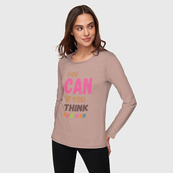 Лонгслив хлопковый женский You can if you think you can, цвет: пыльно-розовый — фото 2