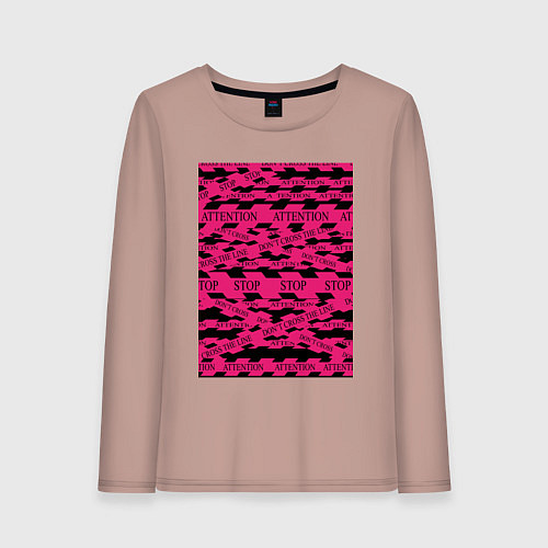 Женский лонгслив Розовая стоп лента Абстракция с заградительной лен / Пыльно-розовый – фото 1