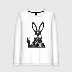 Лонгслив хлопковый женский Stay cool rabbit, цвет: белый