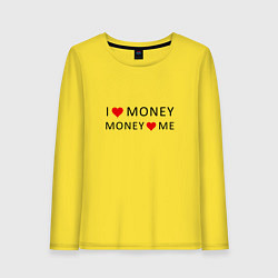 Лонгслив хлопковый женский Надпись Я люблю деньги деньги любят меня, цвет: желтый