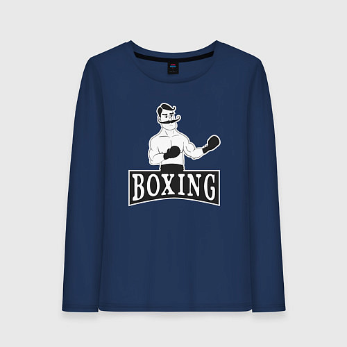 Женский лонгслив Boxing man / Тёмно-синий – фото 1