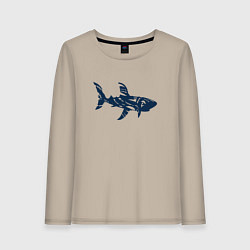 Лонгслив хлопковый женский Трайбл акула призрак, цвет: миндальный
