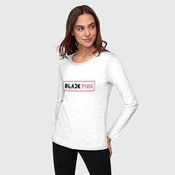Лонгслив хлопковый женский Black pink - emblem, цвет: белый — фото 2