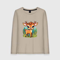 Женский лонгслив Олененок Бэмби на лужайке
