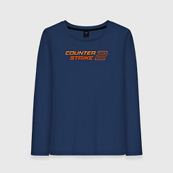 Лонгслив хлопковый женский Counter strike 2 orange logo, цвет: тёмно-синий