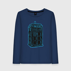 Лонгслив хлопковый женский Black tardis, цвет: тёмно-синий