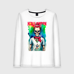 Лонгслив хлопковый женский MoMo - Halloween, цвет: белый