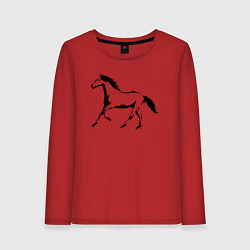 Лонгслив хлопковый женский Лошадь сбоку, цвет: красный