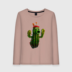 Лонгслив хлопковый женский PvZ cactus, цвет: пыльно-розовый