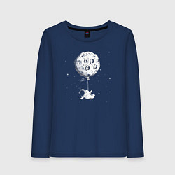 Лонгслив хлопковый женский Лунный шарик, цвет: тёмно-синий