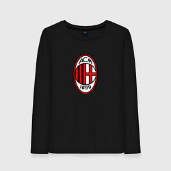 Лонгслив хлопковый женский Футбольный клуб Milan, цвет: черный