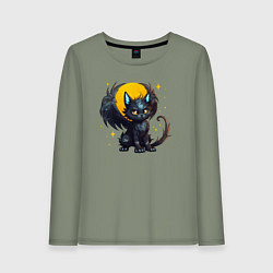Лонгслив хлопковый женский Cat dragon, цвет: авокадо