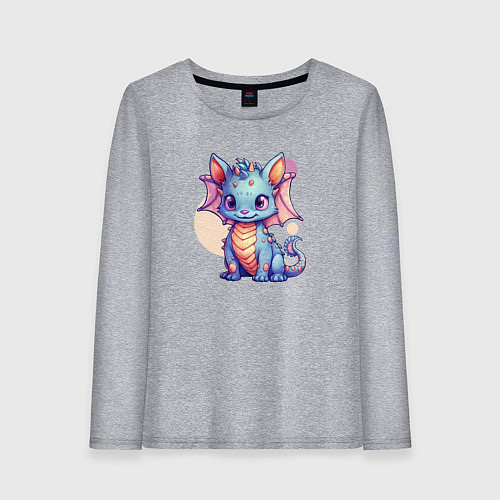 Женский лонгслив Cute dragon cat / Меланж – фото 1