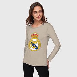 Лонгслив хлопковый женский Real madrid fc sport, цвет: миндальный — фото 2