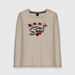 Лонгслив хлопковый женский Pajama pattern let it snow, цвет: миндальный