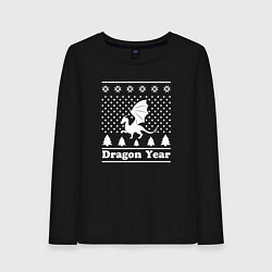 Лонгслив хлопковый женский Sweater dragon year, цвет: черный